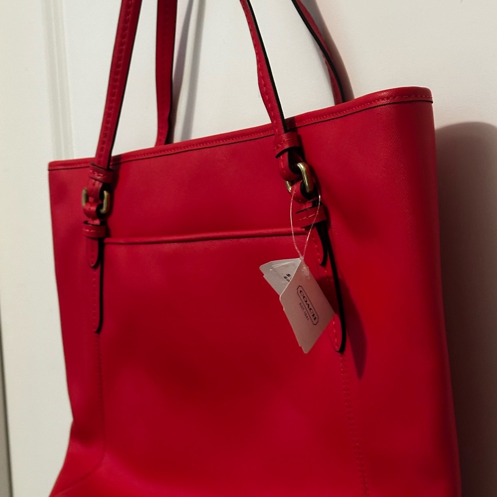 Coach Peyton Leather Zip Top Tote – Persimmon Red (New with Tags) - Picture 10 of 10